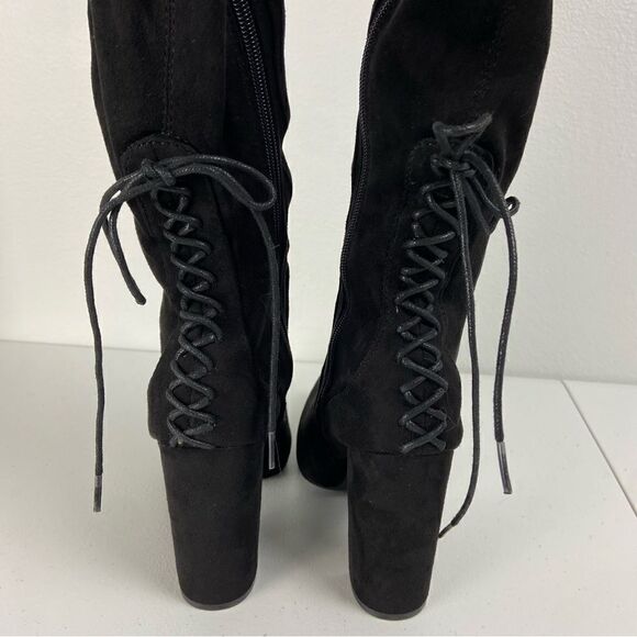 Shoe Dazzle Ivona Black Micro Suede Over the Knee Boots Grunge Streetwear Sz 8.5 - Picture 8 of 11